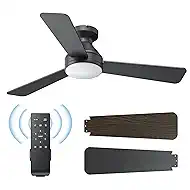 Ceiling Fans with Lights, 42 Inch Ceiling Fan with Light And Remote, 3CCT Flush Moun Low Profile Ceiling Fans, 6 Speed Noiseless LED Ceiling Fan