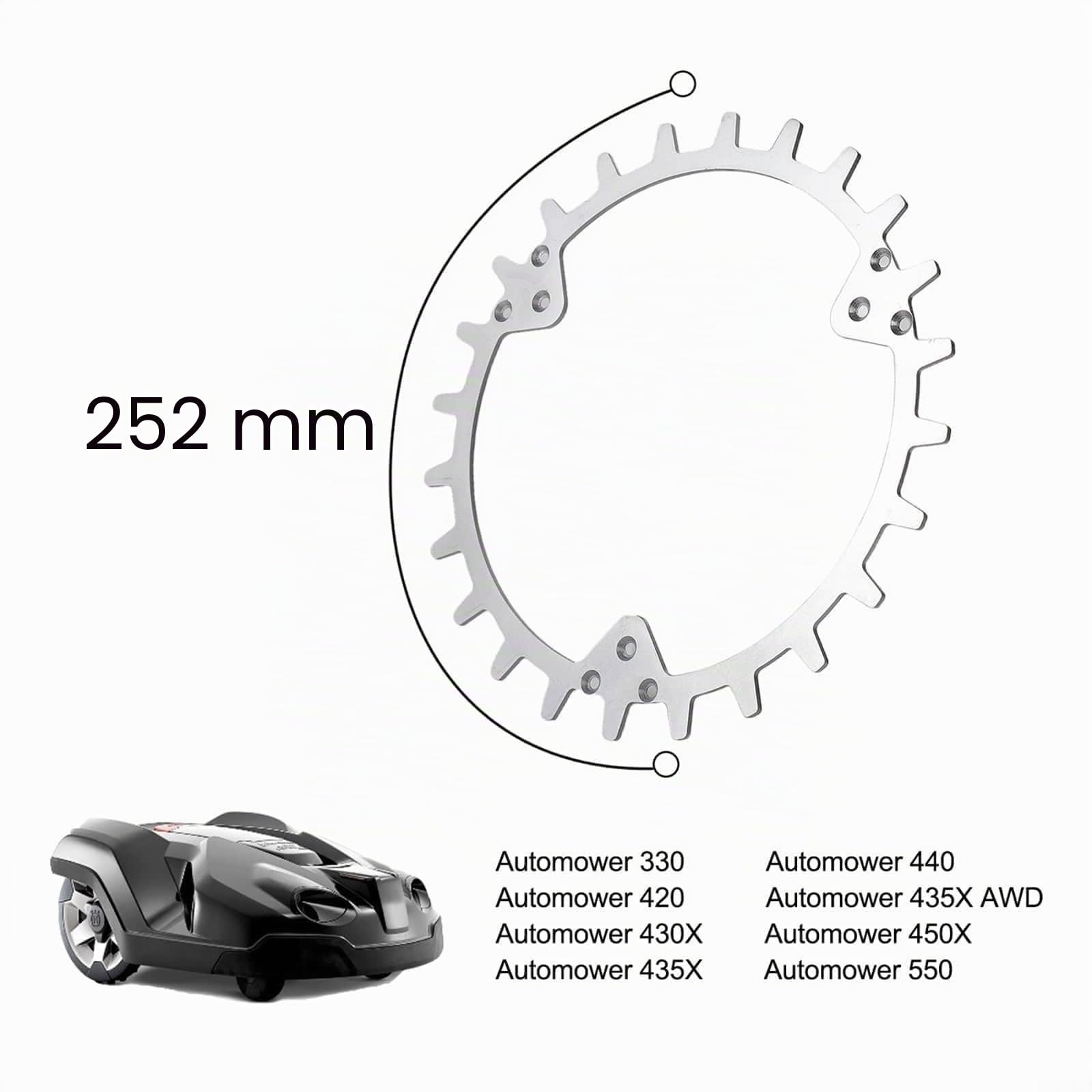 Lot de 2 roues de traction en acier inoxydable pour tondeuse à gazon Husqvarna 420/320/430X/435X/440/450X, 255mm Pointes de Traction pour Tondeuse Robot, Amélioration de la Traction
