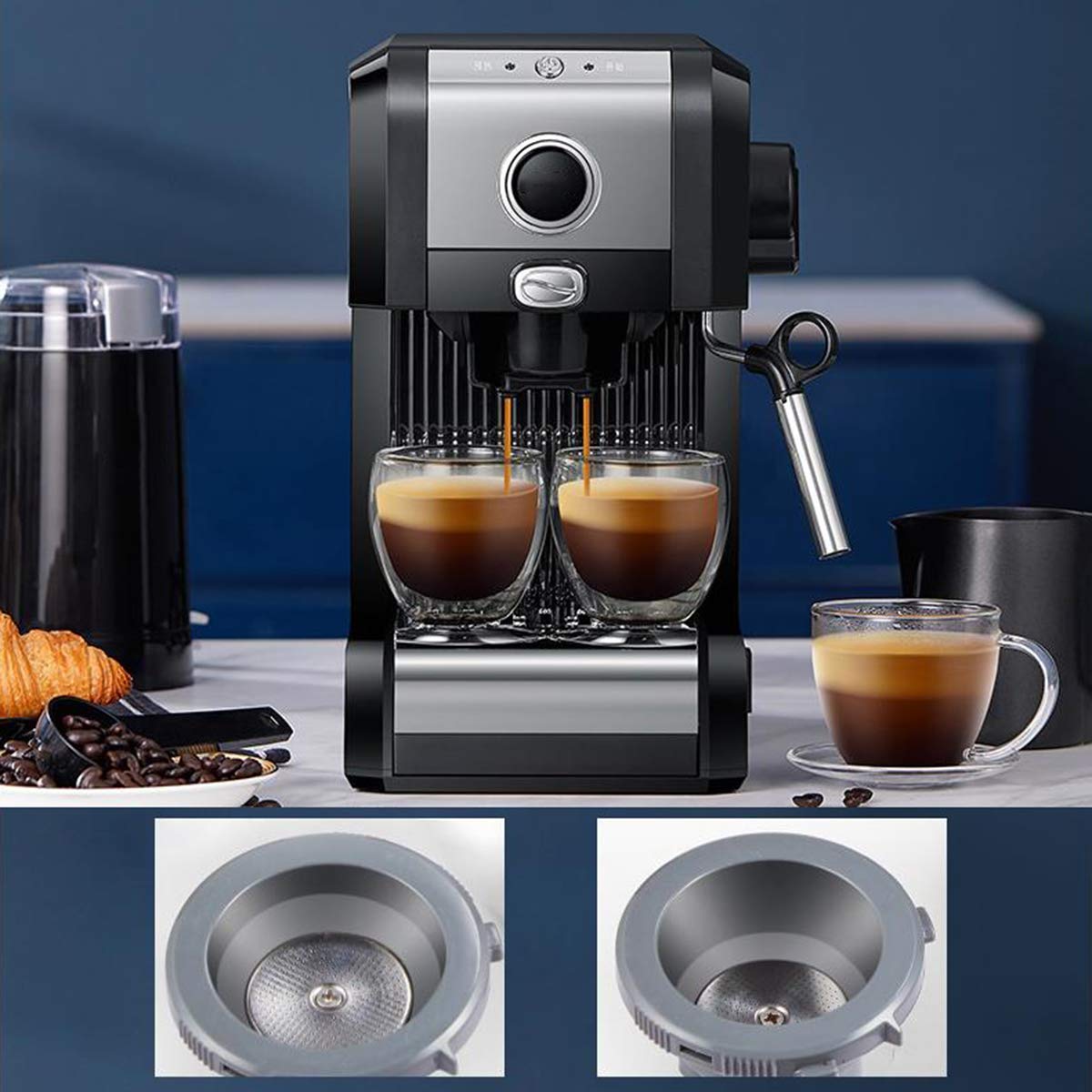 Ekspres Do Kawy Espresso 20 Barów, Capuccino, Spienianie Mleka, 1250 W, Pojemność Dyszy Parowej 0,97 L, Wyjmowana Tacka Ociekowa, Kompatybilna Z Przygotowywaniem Na