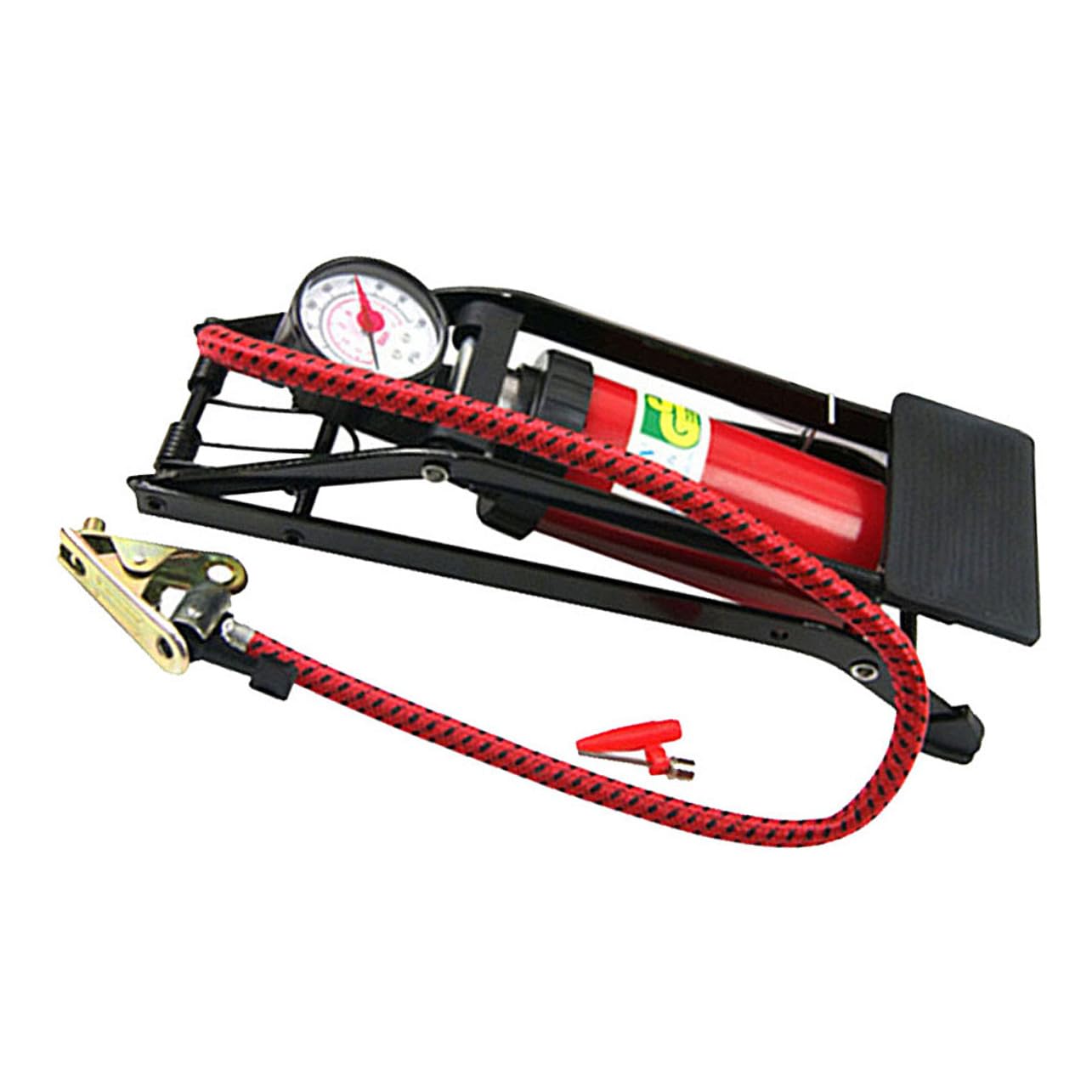 Multifunktionale Auto Fußpumpe mit Manometer Hochdruck Standluftpumpe für Fahrrad Motorrad Gummiboot Rutschfester Pedal Reifenpumpen Kompressor Geeignet für Französisches Ventil