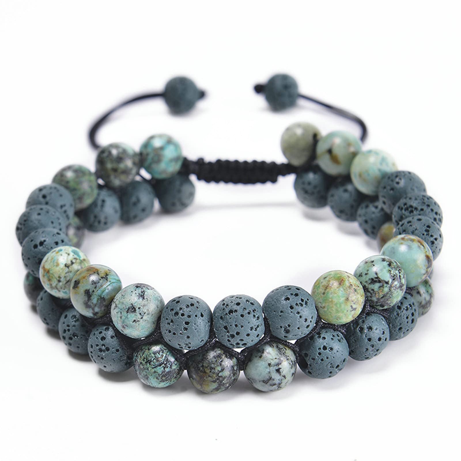 Braccialetti con Pietre da Donna, Bracciale con Perline Nere da 8 mm con bracciali con Perline Elasticizzate a Corona 19 cm