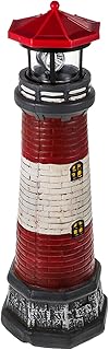 Solar Pathway Lights Solar Lighthouse 360 Degree Rotating- Red Led Solar Powered Lighthouse- Statue Lights for Yard Decor Outdoor Solar Garden Lighthouse