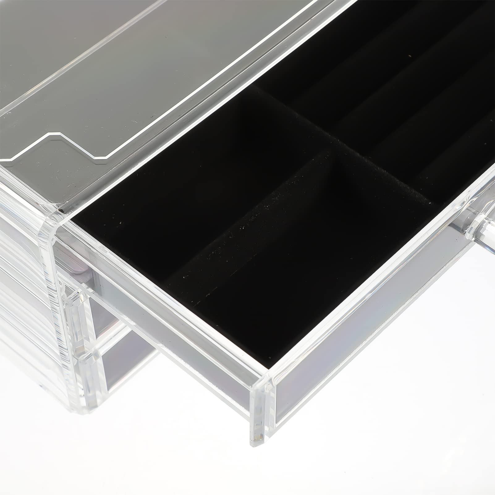 ifundom Mehrschichtige Schmuckaufbewahrungsbox aus Acryl Organizer für Halsketten Ringe und Ohrringe Schmuckschatulle mit Fächern für Schreibtisch Tragbar und Fusselfrei