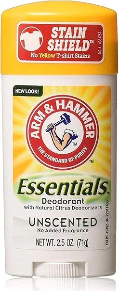 Arm & Hammer Essentials Natural Deodorant, Unscented, 2.5 Ounce (Pack of 4)