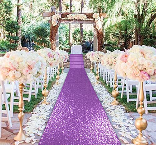 DUOBAO Aisle Runner for Wedding 15FTx2FT Sequin Aisle-Runner Indoor Outdoor Ceremonies Decor Lavender Carpet Runners Rugs Church Runner Wedding Walkway