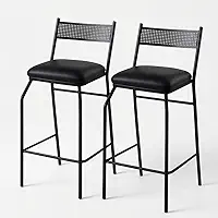 Kit 2 Banquetas Altas para Balcão Bistrô Bancada Reforçadas em Aço Conforto(Preto)