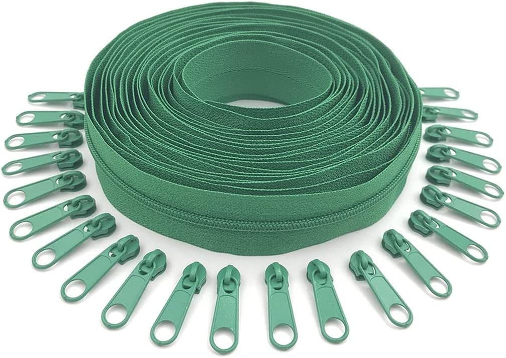 Cremallera de nailon, cremalleras de bobina de nailon de metal, cremalleras de nailon de 5 m/lote 3#, cremalleras de bobina con 10 piezas de deslizador de cremallera, (Color: plomo 316, tamaño: 3#) co