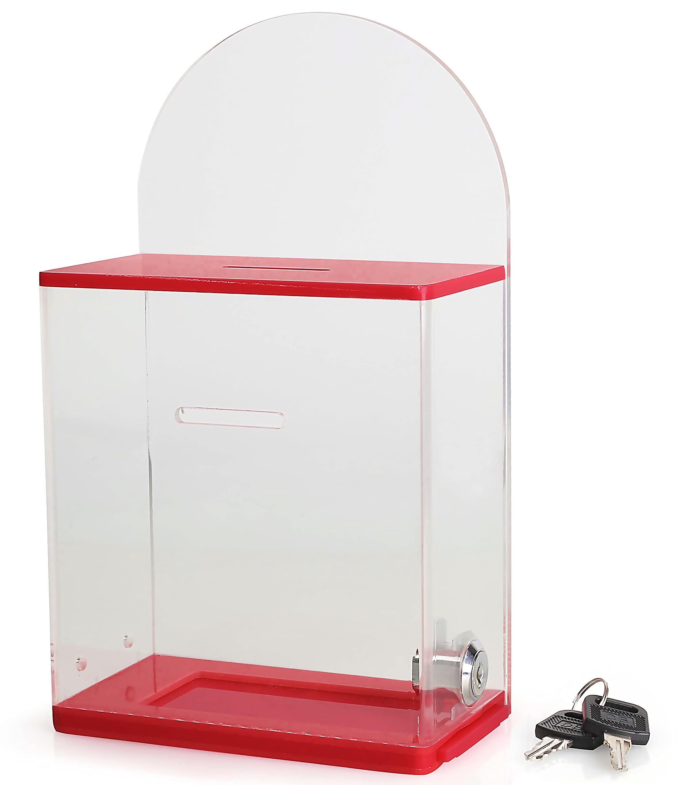 My Charity BoxesMCB Locked Donation Box with Back Wall Clear Display Area - for Fundraising Donation Box - Ticket Box - Collection Box 12 x 6.5 x4