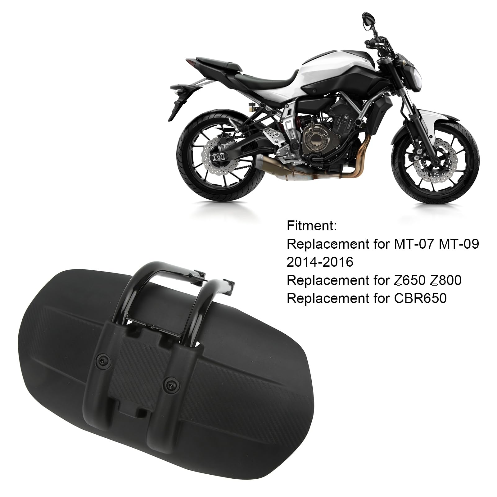 Błotnik tylnego koła motocykla Splash pasuje do MT-07 MT-09 Z650 Z800 czarny