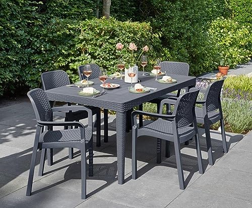 ALLIBERT JARDIN Table GIRONA 160x90cm + 4 fauteuils MONTANA Résine - vue 9