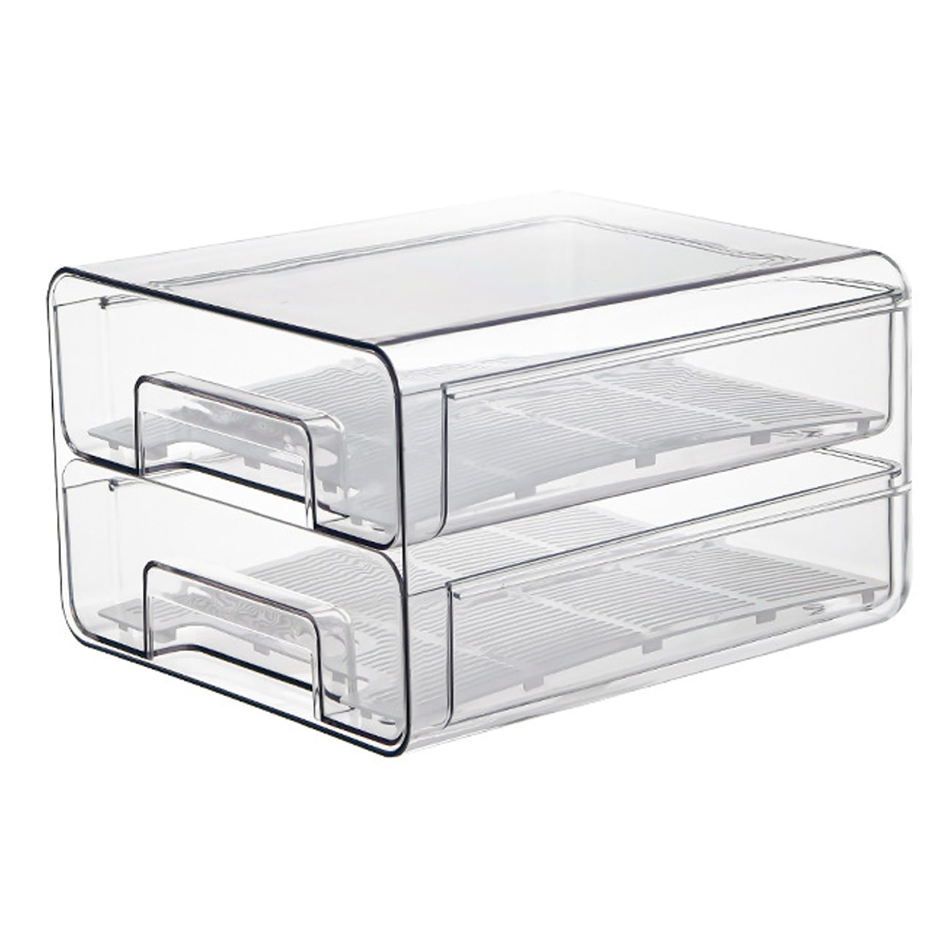 Organisateur de tiroir réfrigérateur robuste en plastique transparent cristallin