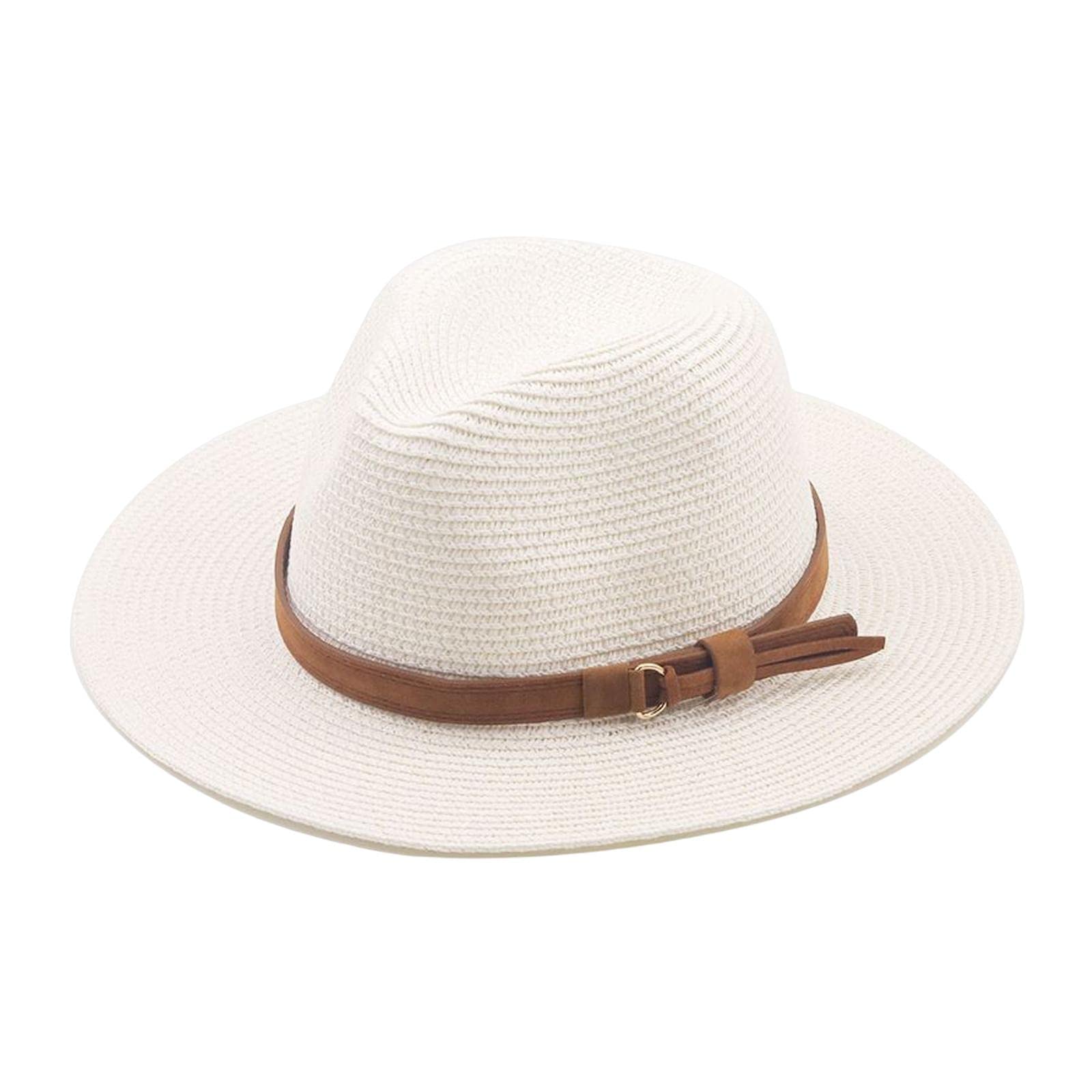 Wide Brim Sun Hat Panama Sunhats Straw Hats for Vacation Outdoor Summer White-image-25