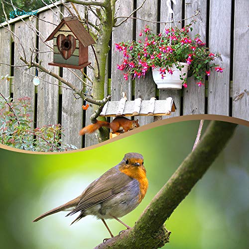 Glitzhome 6.8" H Hanging Bird House Outdoor Garden Patio Garden Decorative Pet Cottage Distressed Heart Wooden Birdhouse #TOP2