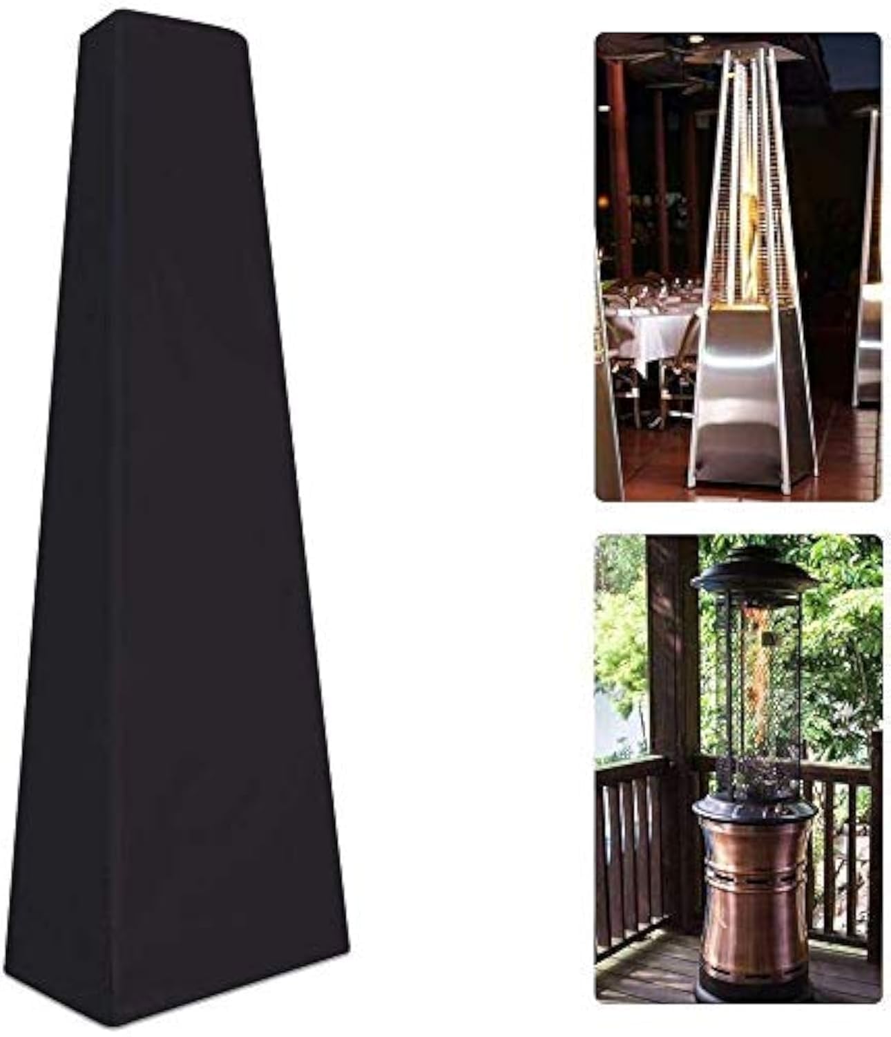 TIAQUN 87 Inch Heavy Duty Waterproof & Dustproof Patio Heater Cover for Standing Pyramid Torch Heaters and Outdoor Furniture - Black
