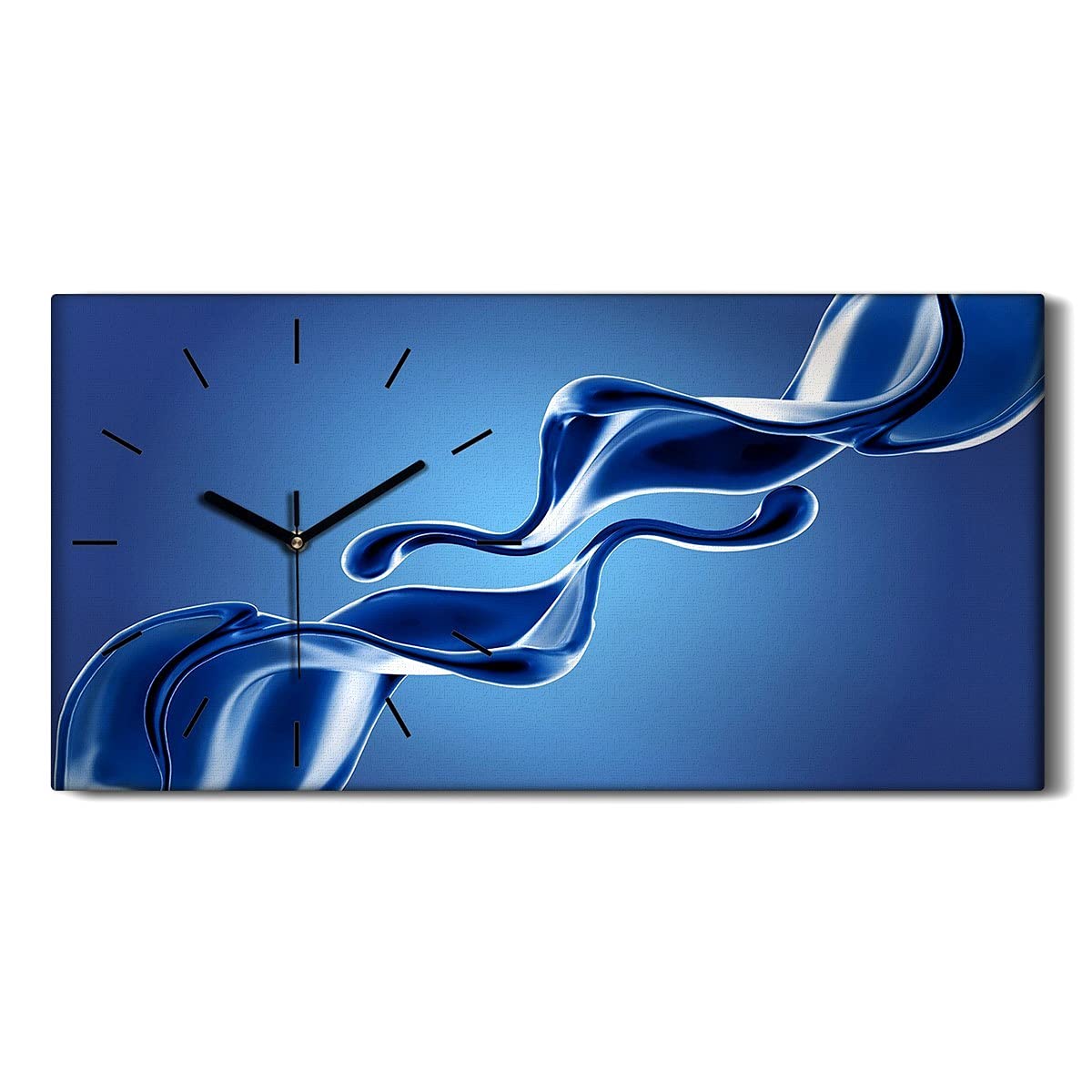 Horloge sur toile pas de tic tac silence vagues d'art abstrait 60x30cm contre les bruits