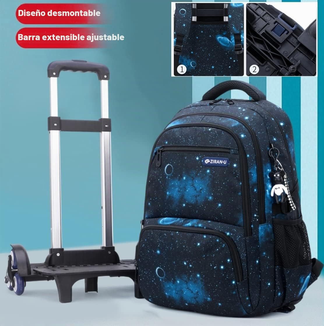 Niños Trolley Mochila Escolar Bolso Mochila con Ruedas Bolsa Trolley Equipaje Infantil Niños Niñas (Azul)
