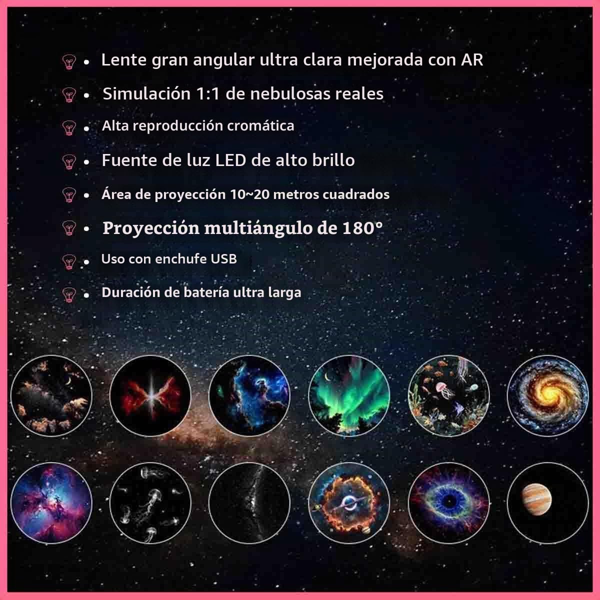 Proyector De Galaxia 2 En 1 Luz Nocturna,Recargable Usb Proyector De Galaxias Y Estrellas,áMpara Led Espacial Ajustable De 360°,Fiestas Y Techo Del Coche,Dormitorio,DecoracióN De Techos (12pc slides)