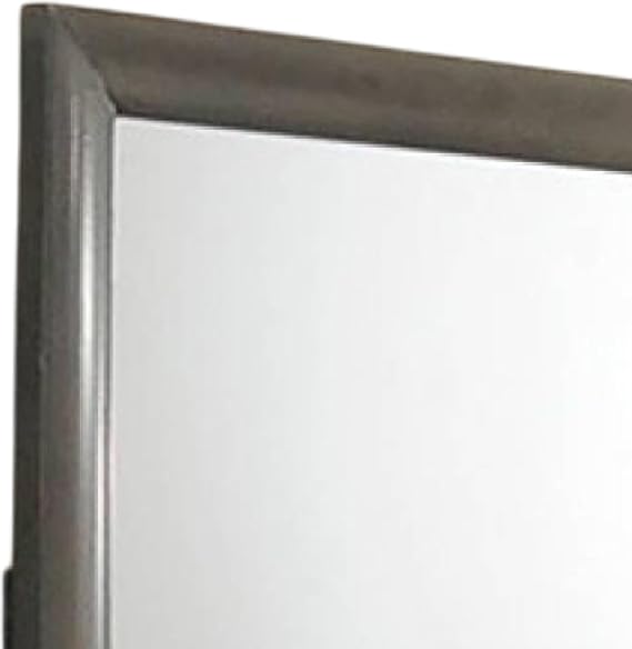 Benzara Simo Dresser Vanity Mirror-40 Inch Modern Dark Gray Solid Wood Frame