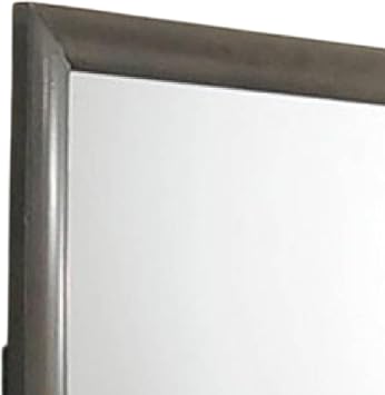 Benzara Simo Dresser Vanity Mirror-40 Inch Modern Dark Gray Solid Wood Frame