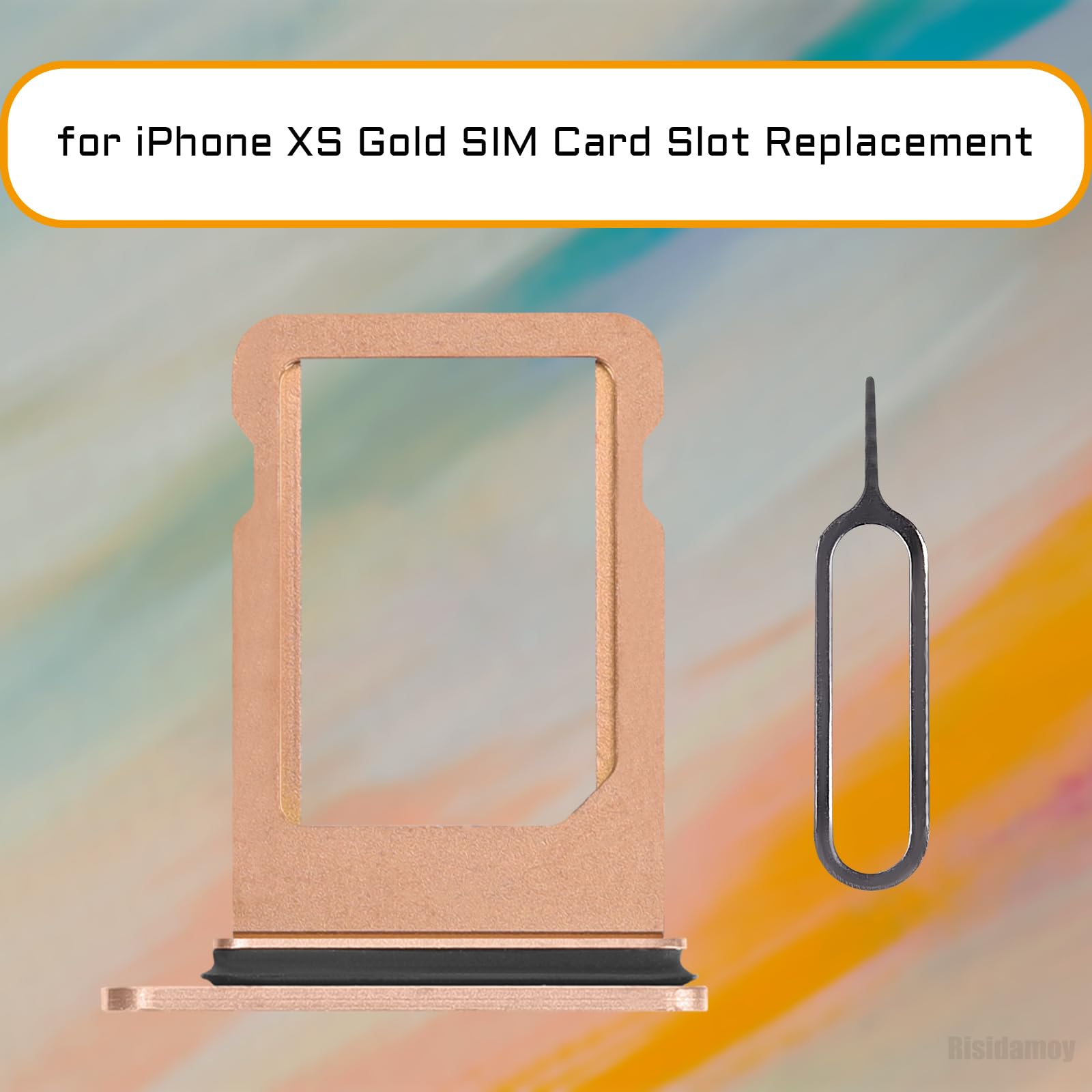 Ranura para tarjeta SIM dorada de repuesto para iPhone Xs versión SIM única para iPhoneXs Adaptador de soporte de bandeja de tarjetas con anillo de goma impermeable eyector de aguja para