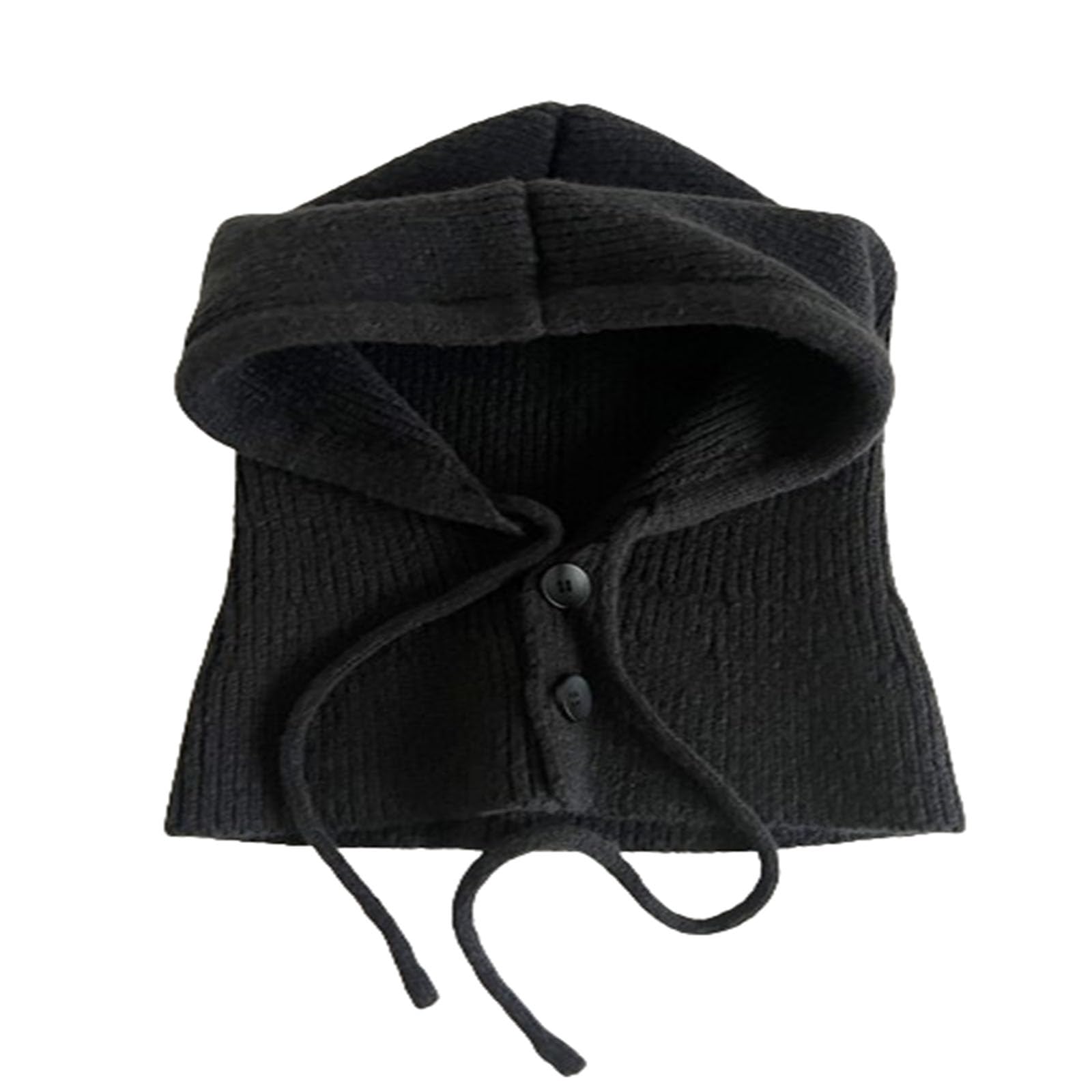 Gorro de invierno a prueba de frío, pasamontañas con botones, gorro cálido para mujer, gorro y bufanda integrados, cuello versátil con capucha