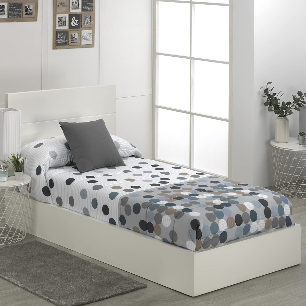 Lanovenanube Edredón Ajustable Vilma - Cama 105 cm - Color Gris
