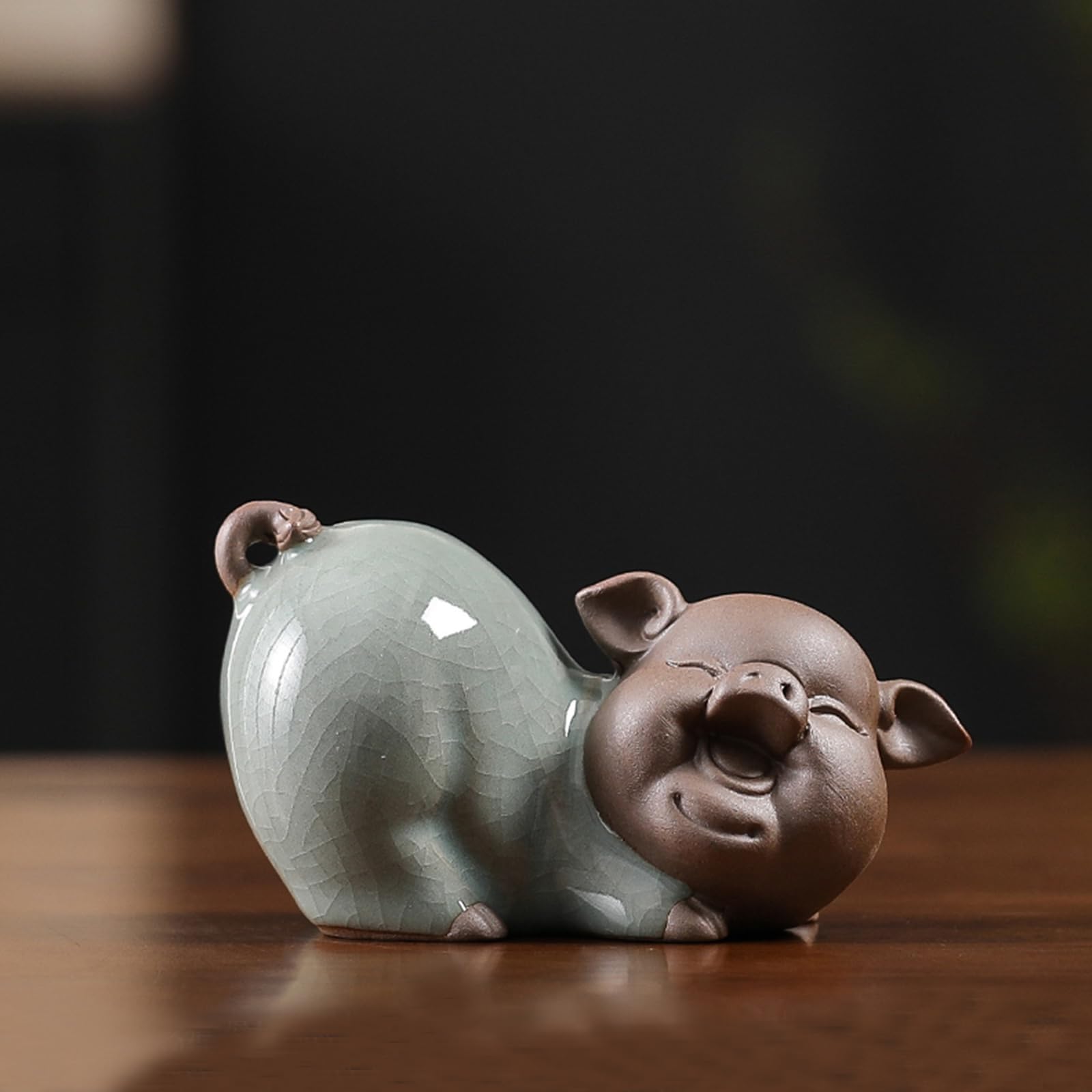 YUZDNM Ceramic animal figurines, Chinese zodiac animal sculptures, symbolizing success and wealth, a lucky gift(#d)