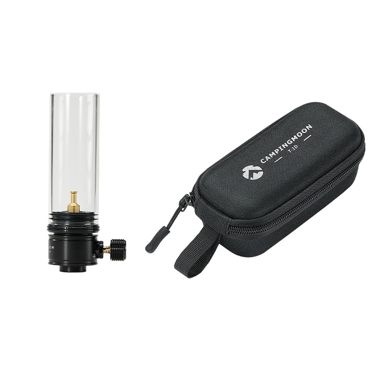 Campingmoon - Linterna de gas para camping, lámpara de gas, portátil, para exteriores, vela de ensueño, color negro, linterna de cristal para tienda de campaña