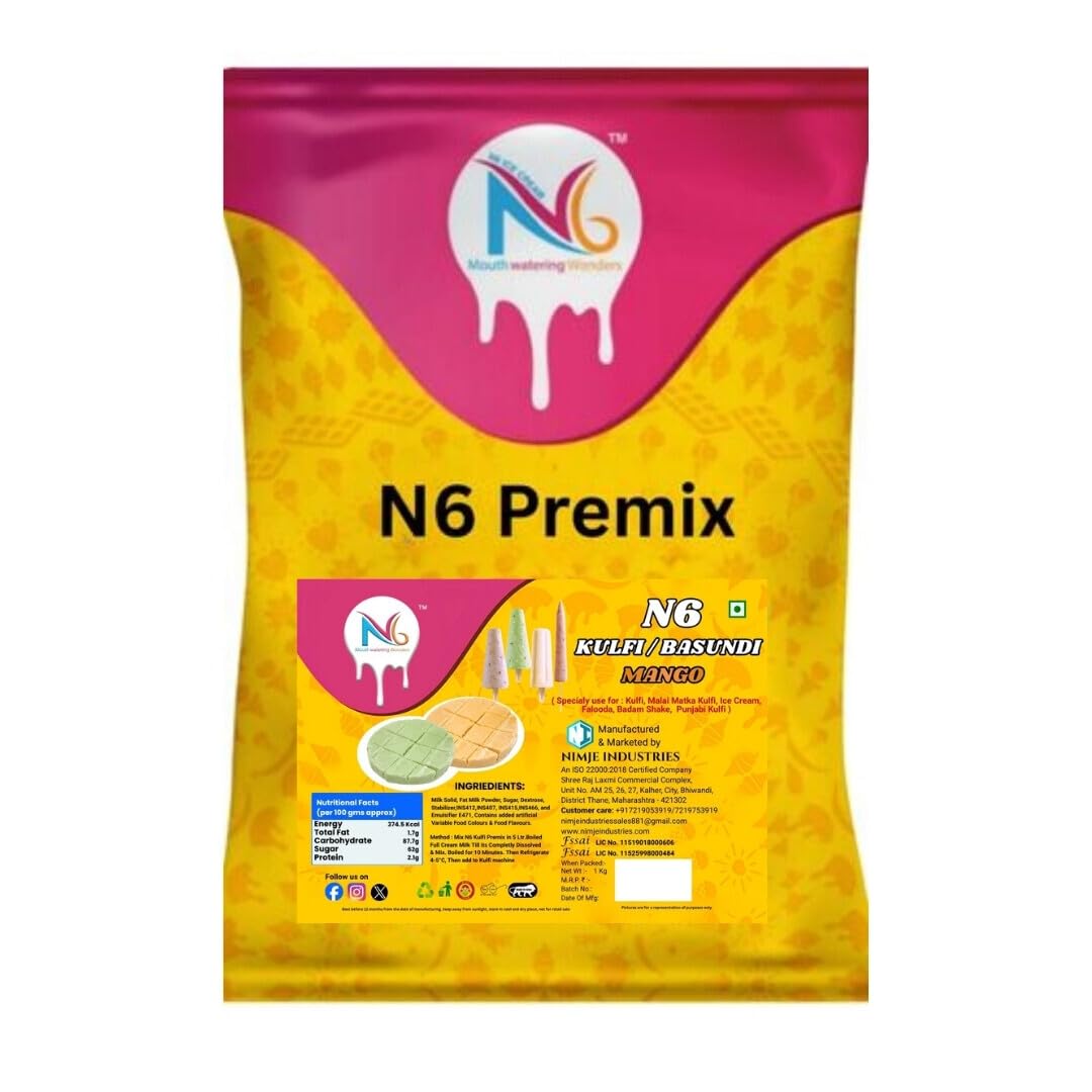 N6 Premix Mango Kulfi & Basundi Premix Powder 1 Kg – Instant Mango Indian Dessert Mix | Rich Creamy Kulfi Base | Tropical Mango Flavor | Café & Commercial Use-image-46