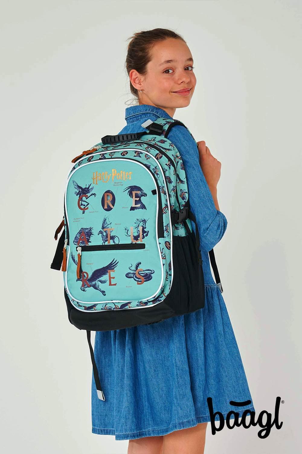 Baagl Sac à dos scolaire pour garçons, filles - Sacs d'école pour enfants avec dos ergonomique, sangle de poitrine et éléments réfléchissants (Harry Potter Fantastic Beasts)