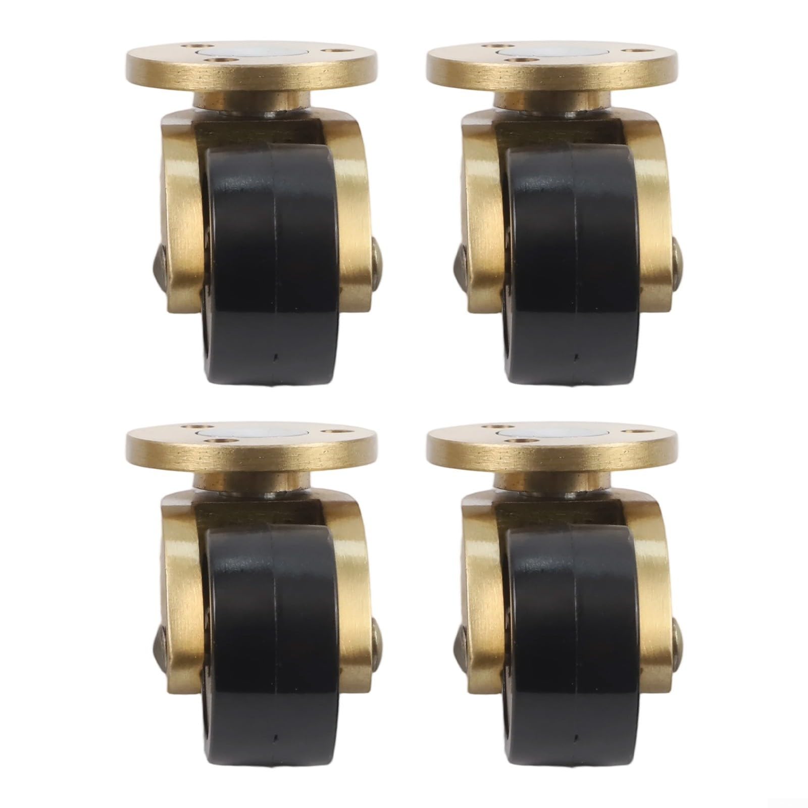 Ruedas de latón, giratorias silenciosas, resistentes, 34 x 28 mm, color dorado y negro, para mesa de café, sofá, 4 piezas