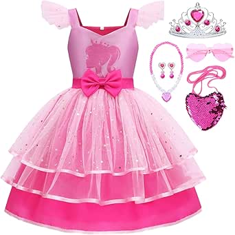 Disfraz De Princesa Rosa Para Niñas Vestido De Tul Con Corona Y  Accesorios Para Fiestas