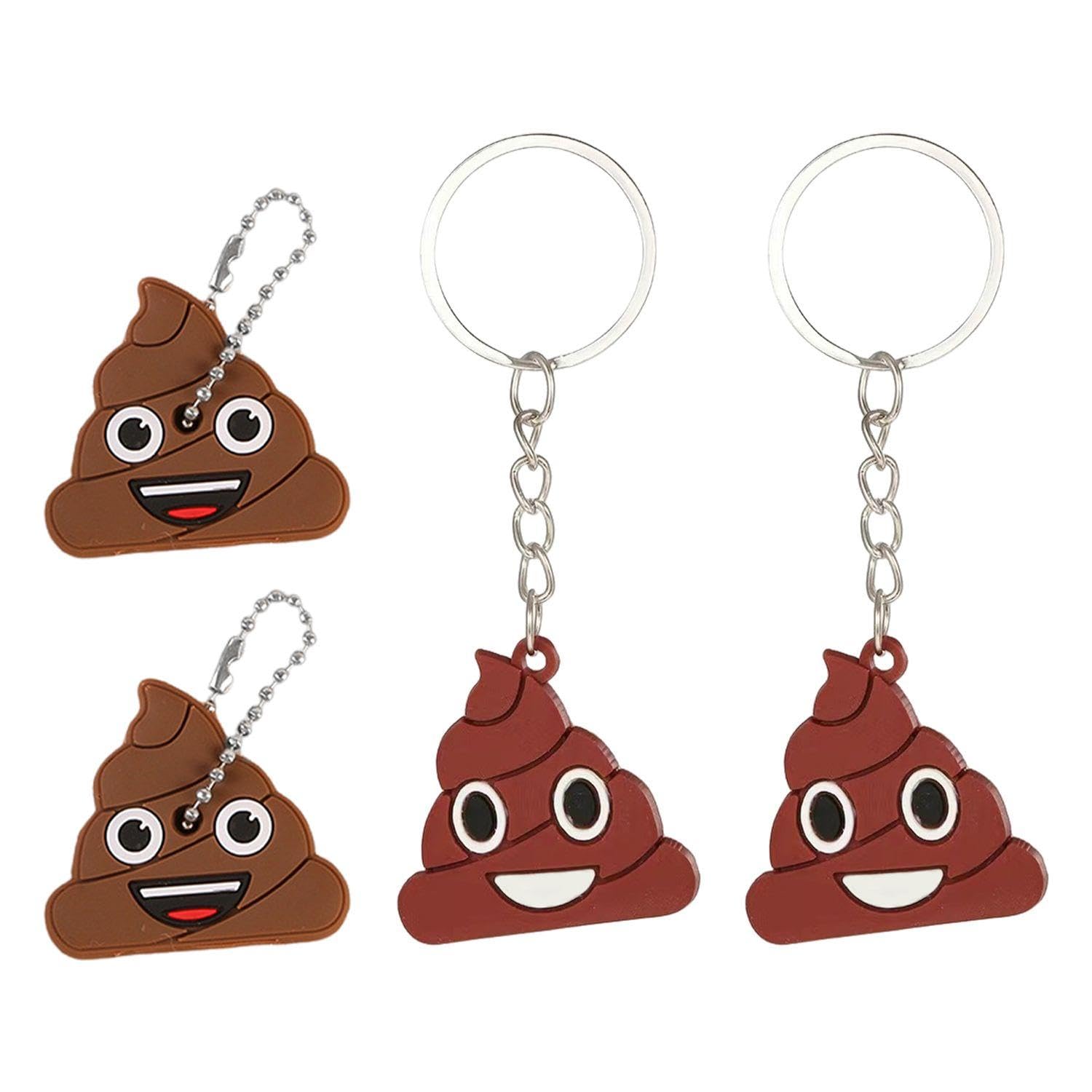 Wufgwbd Unisex Brown 4 Pieces Of Poop-Shaped Keychains, Funny Keychains, Creative Keychains, Interesting Keychains, Novelty Keychains