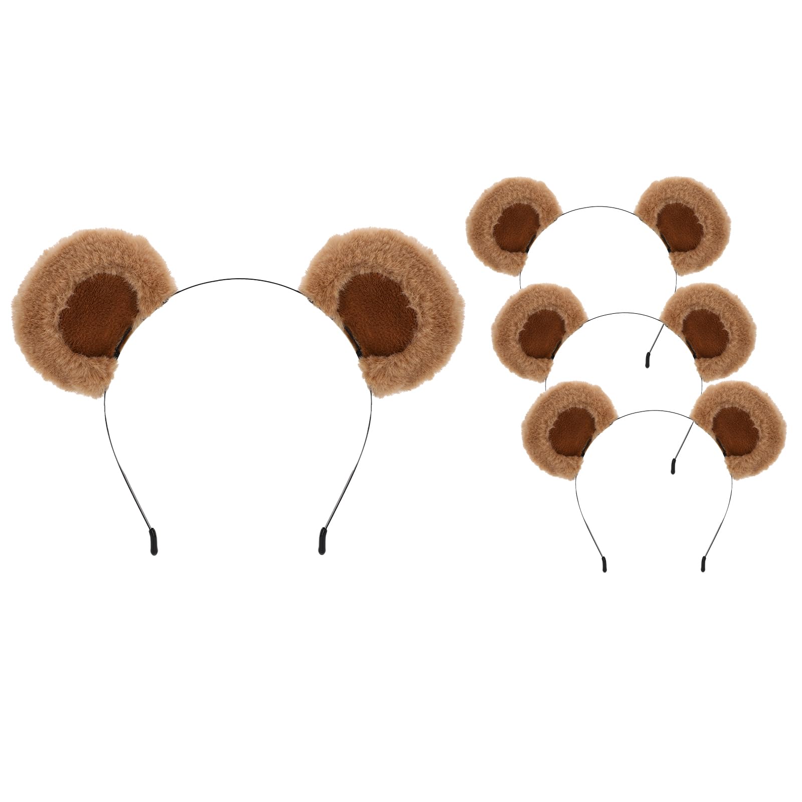 SIOTMERA 4 Pack Bear Ears Headband Brown, Cute Care Movable Hairband for Adult with Animals Costume, Soft Makeup Head Wear for Washing Face Women