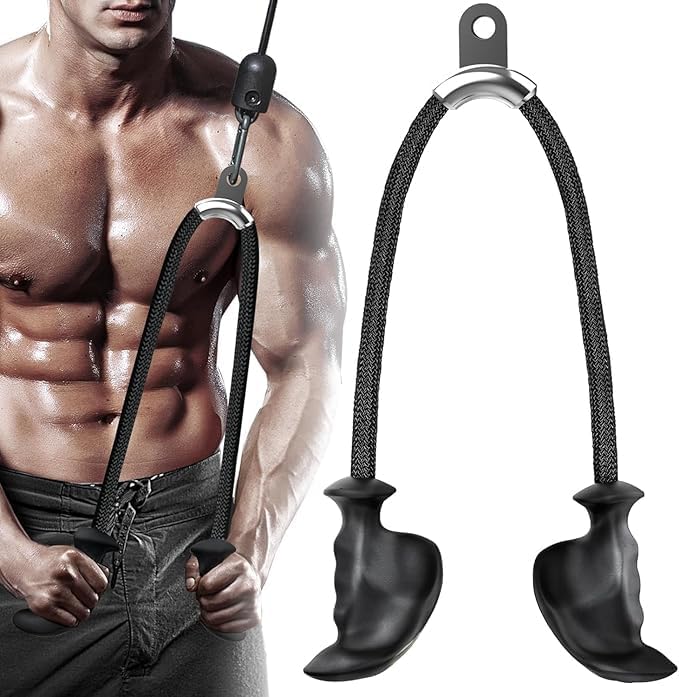 Hanzu LAT Pulldown Tricep Rope Handle | Heavy Duty Nylon Cable Attachment with Ergonomic Rubber Grip for Back Biceps Triceps Strength Training Gym Equipment-image-24
