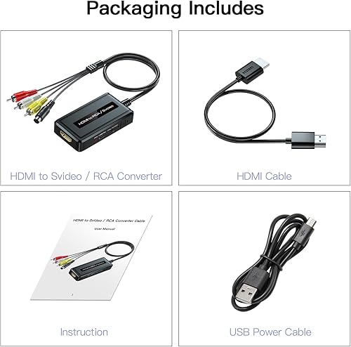 Miniatura 4 de Convertidor HDMI a S-Video/RCA, HDMI 1080P a Svideo compuesto AV + R/L convertidor de audio compatible con DVD/PS3/PS4/TV Stick