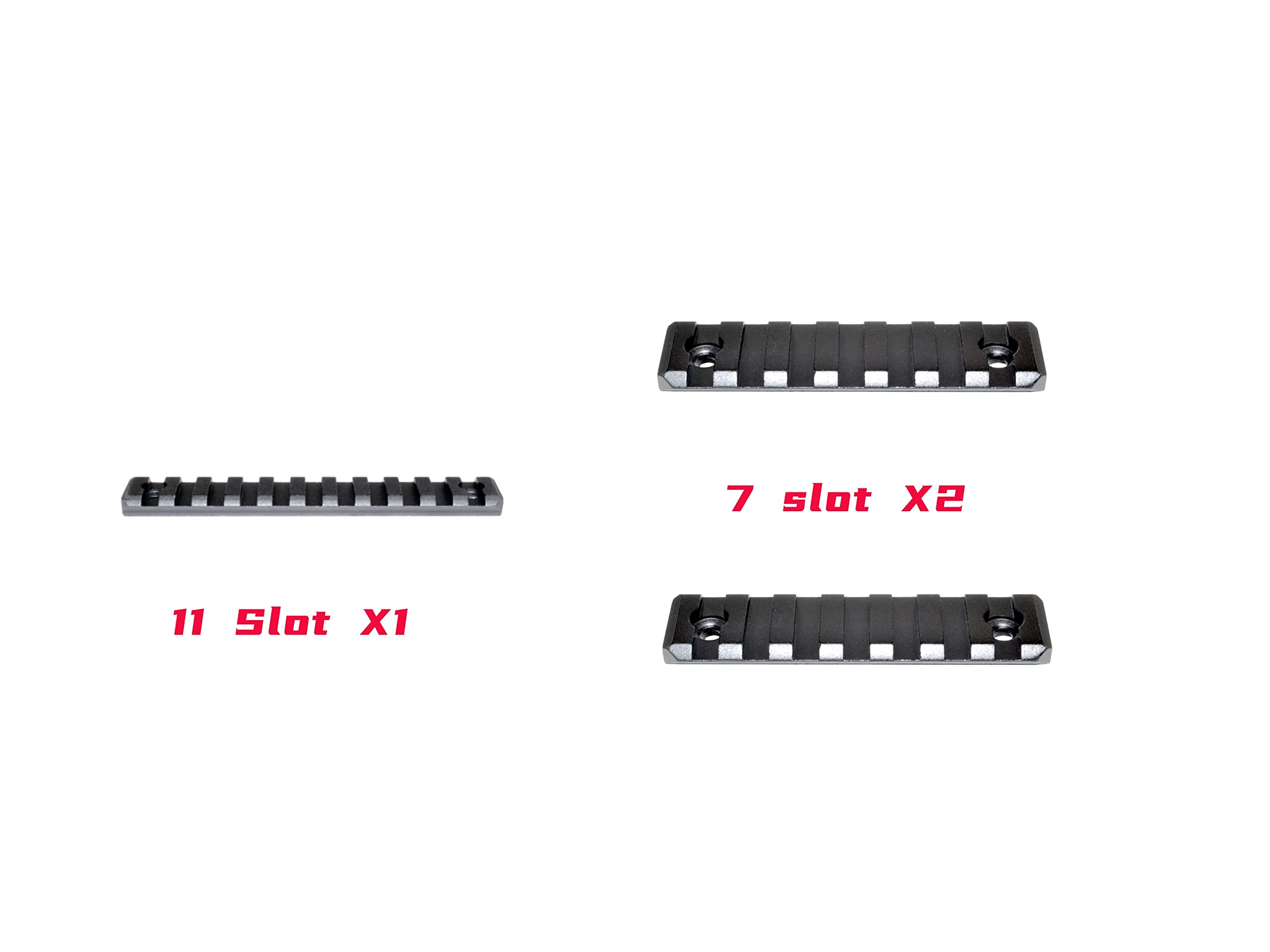 1pc 11 Slots + 2pc 7 Slots Picatinny Rail Section for M LOK Style Mounts