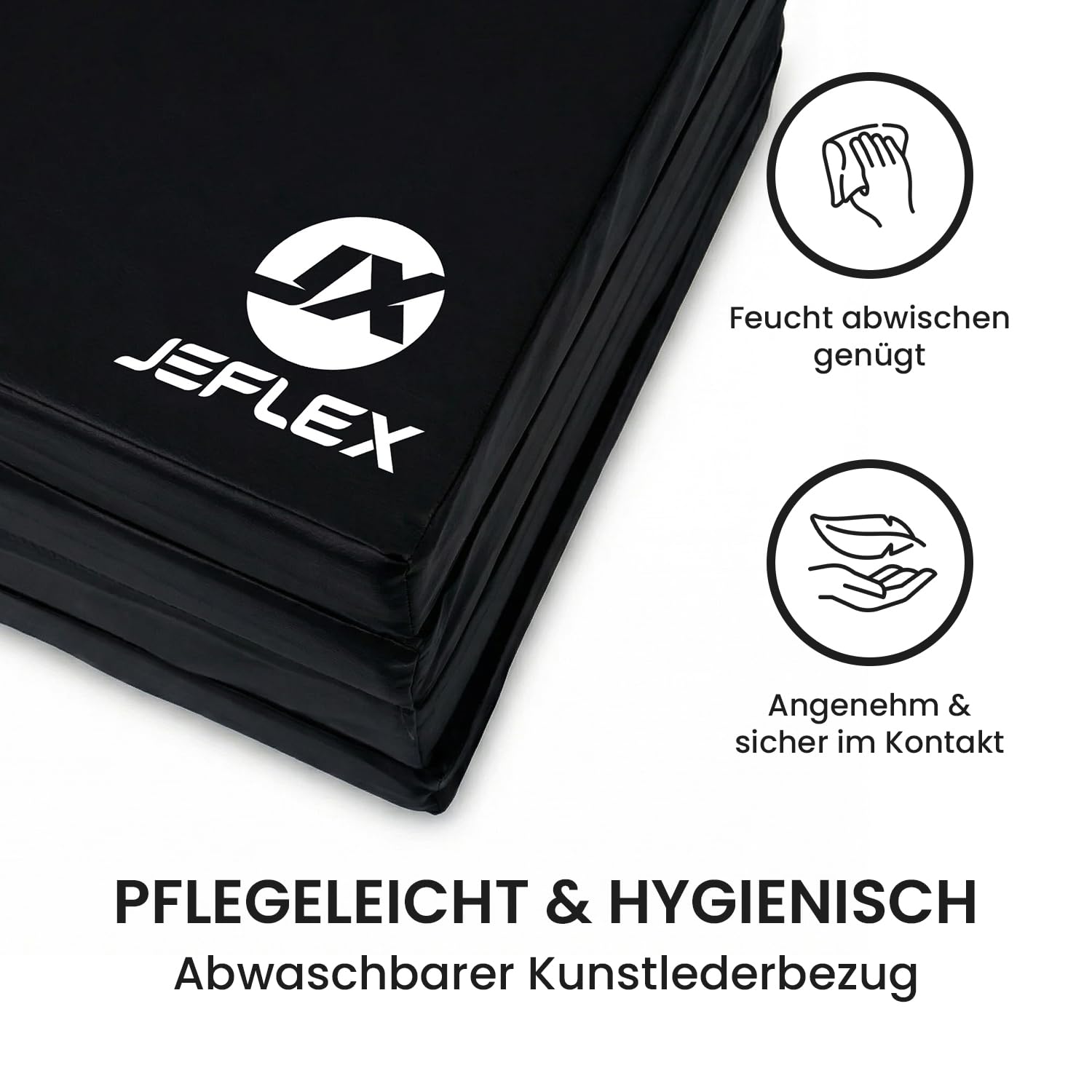 Jeflex - klappbare Weichbodenmatte & Turnmatte 200 x 100 x 8 cm MADE IN GERMANY/Gymnastikmatte tragbar/platzsparende Fitnessmatte & Yogamatte/Spielmatte für Kinderzimmer
