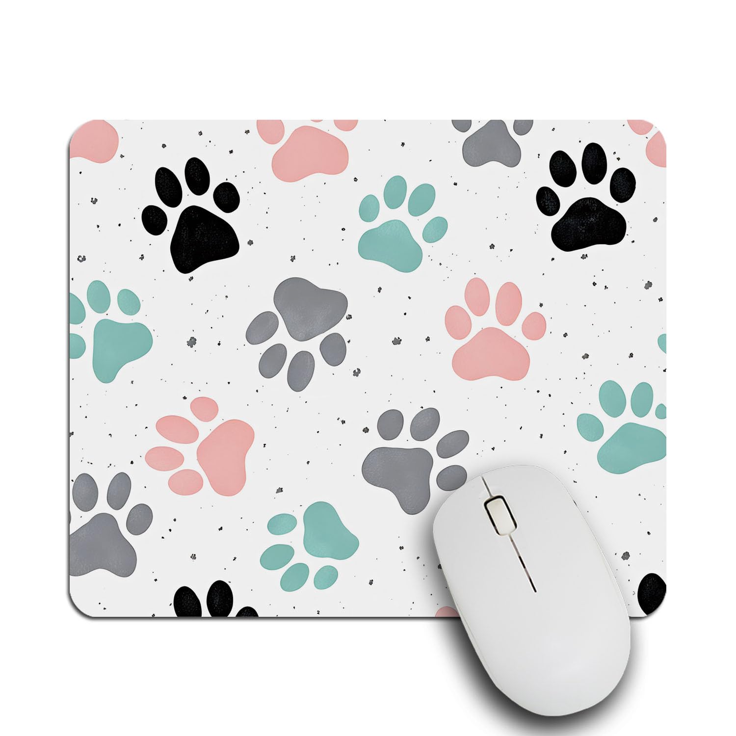 IBILIU Mouse Pad Dog Paw Prints,Colorful Dog Footprint Rectangle Mousepad Non-Slip Rubber Base Computer Mouse Pad for Laptop, Office, Home - 9.5 X 7.9