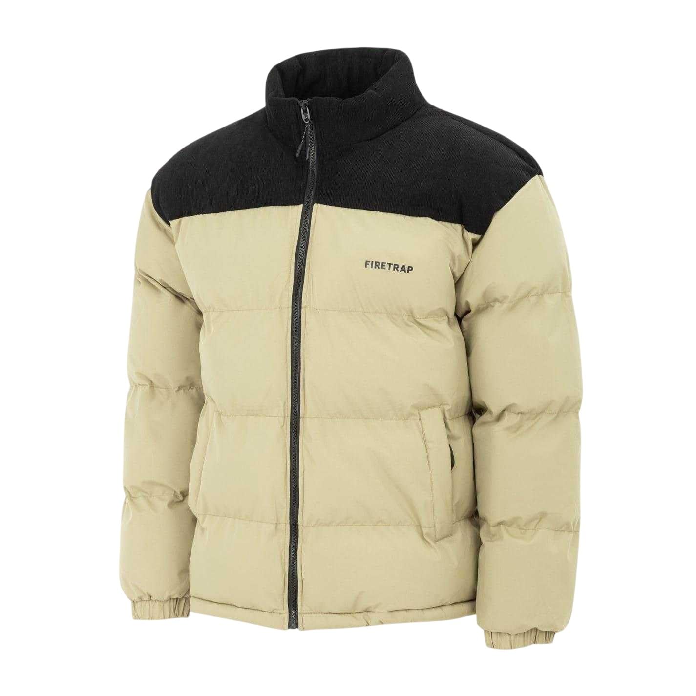 Firetrap Men's Lt. Khaki Puffer Jacket Long Sleeve Xxs
