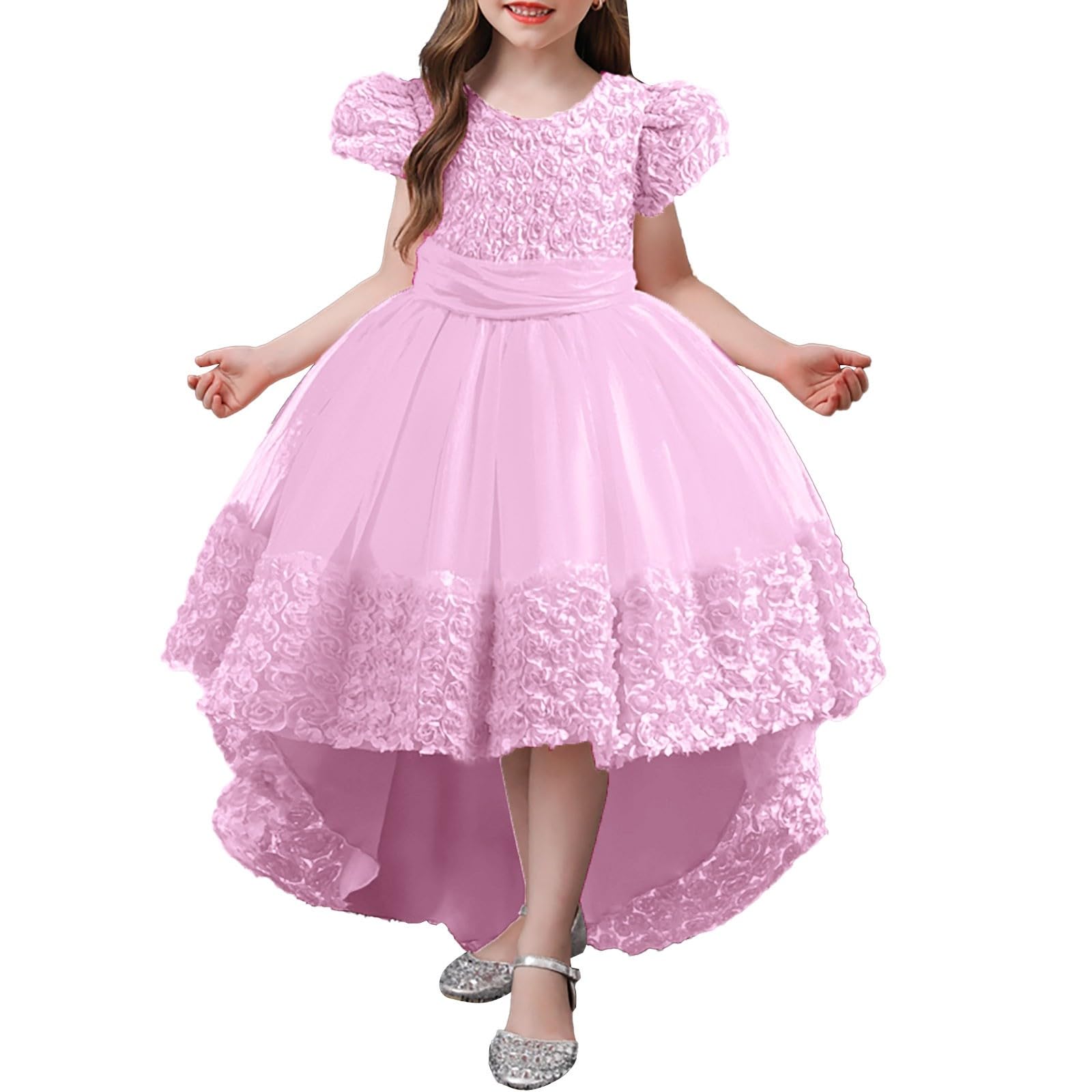 HLTYGWX Kleider für Mädchen, Rock, Mädchenkleider, Kleider für Blumenmädchen, Spitze, Hochzeit, Party, formelles langes Kleid
