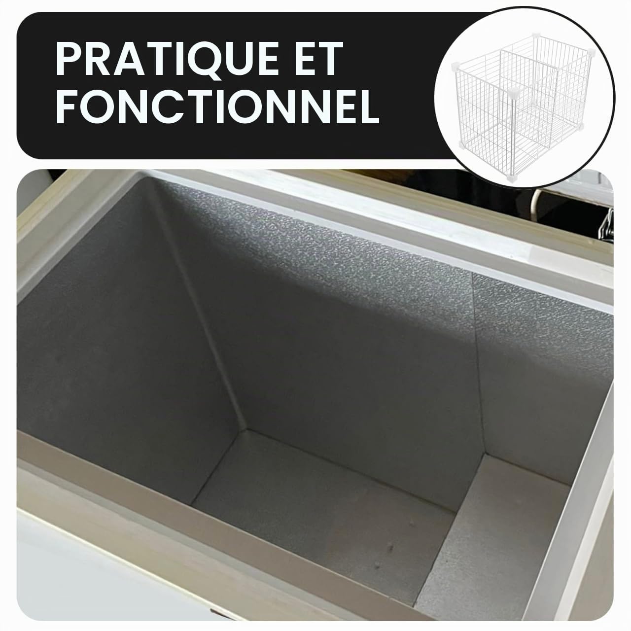 GALPADA Organisateur Congélateur Coffre Grille De Séparation pour Congélateur avec Panier De Rangement Inférieur Casier en Métal 14.57 X 11.81 X 9.45 in pour Aliments Fruits Légumes