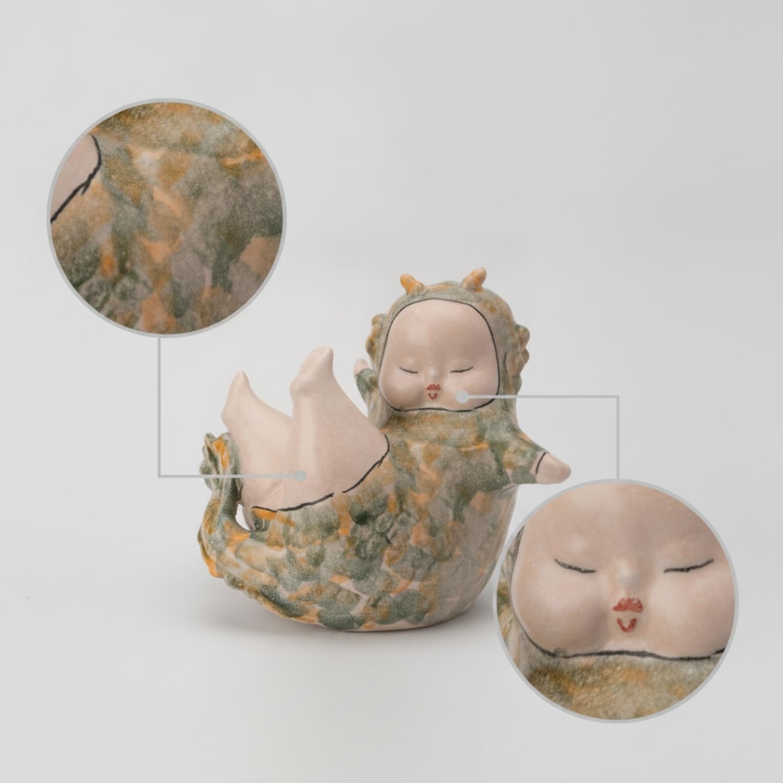 Scultura in Ceramica Statua Figura in Piedi con Bambino Soprammobile Moderno con Effetto Artigianale Adatta per Ingresso Sala Corridoio Consolle Studio