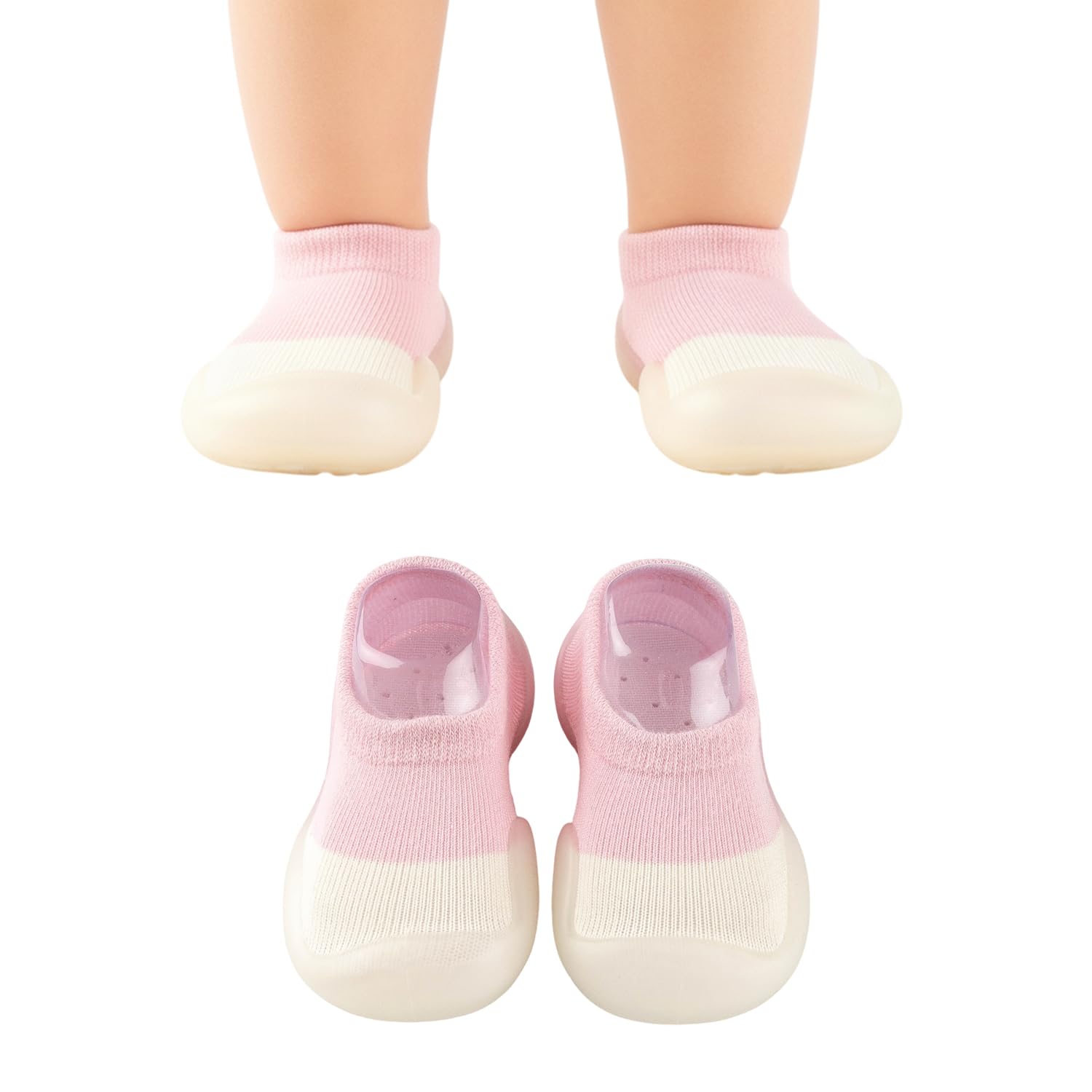 Anti-Skid leather soled 2 Color Shoe Socks for Baby Boys and Baby Girls-12 to 24 months, Medium
