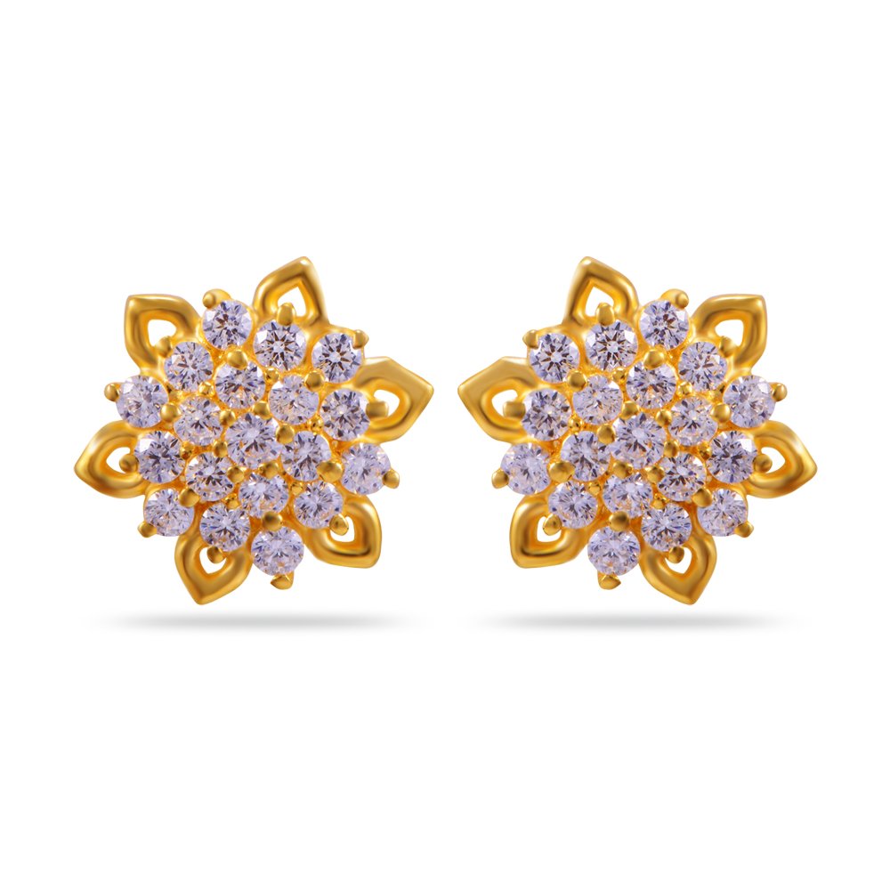 Women's & Girl's Impress Collection 22K Yellow Gold Stud Earrings-image-48