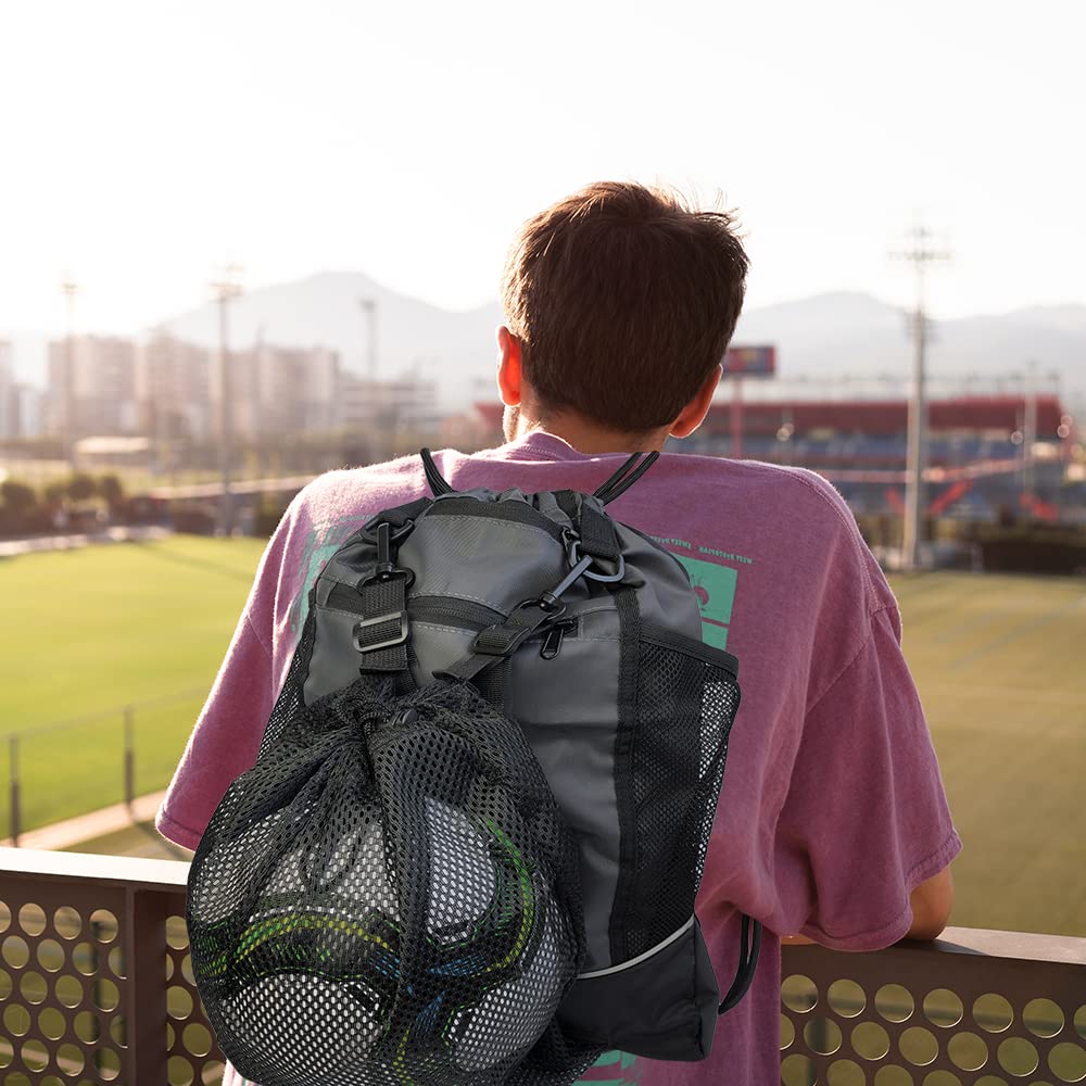 Mochila para Pelotas de Baloncesto, Cuerdas Deportiva, Incluye Inflador Portátil Negro