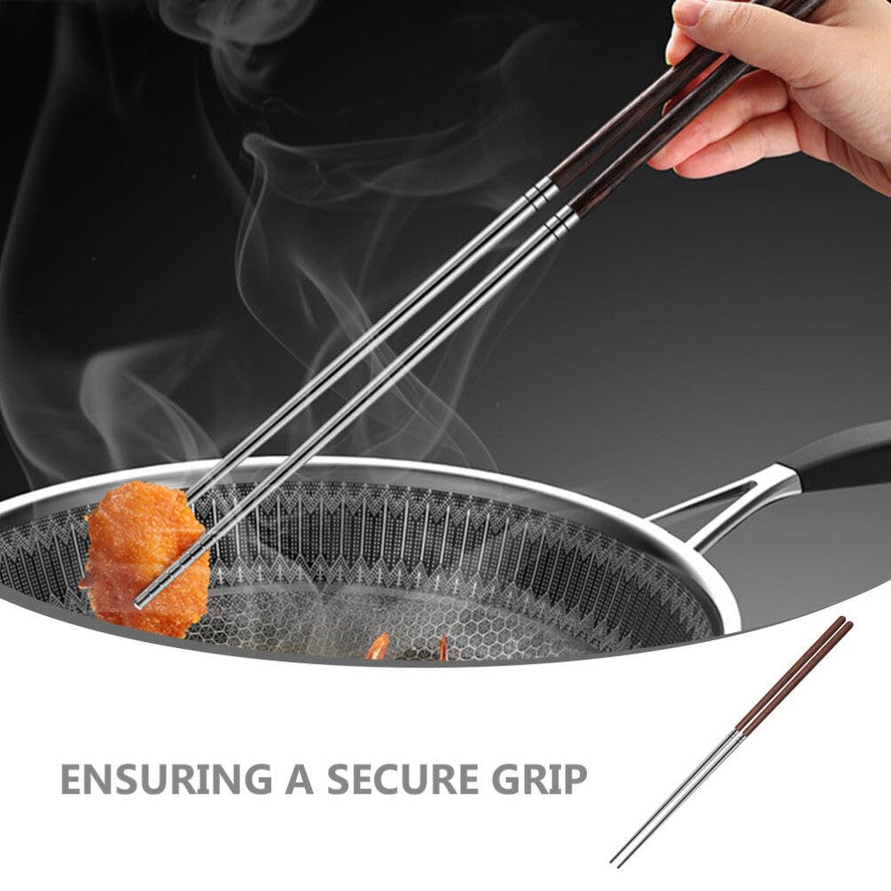 Kichvoe Long Cooking Chopsticks 15.75 " Stainless Steel with Wooden Handle — Amazon image 8