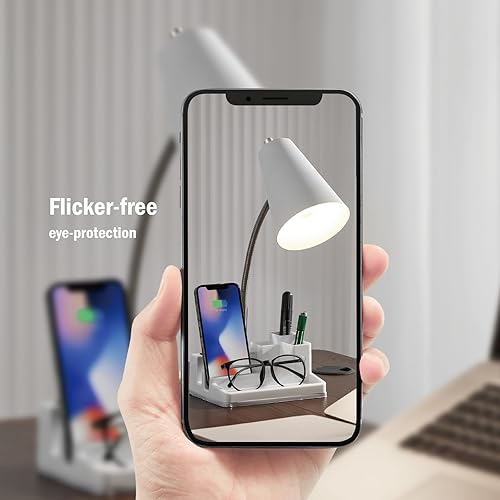 Miniatura 5 de Lámpara de escritorio linda para espacios pequeños, lámpara de escritorio con puerto USB y tomacorriente, lámparas de escritorio para oficina en