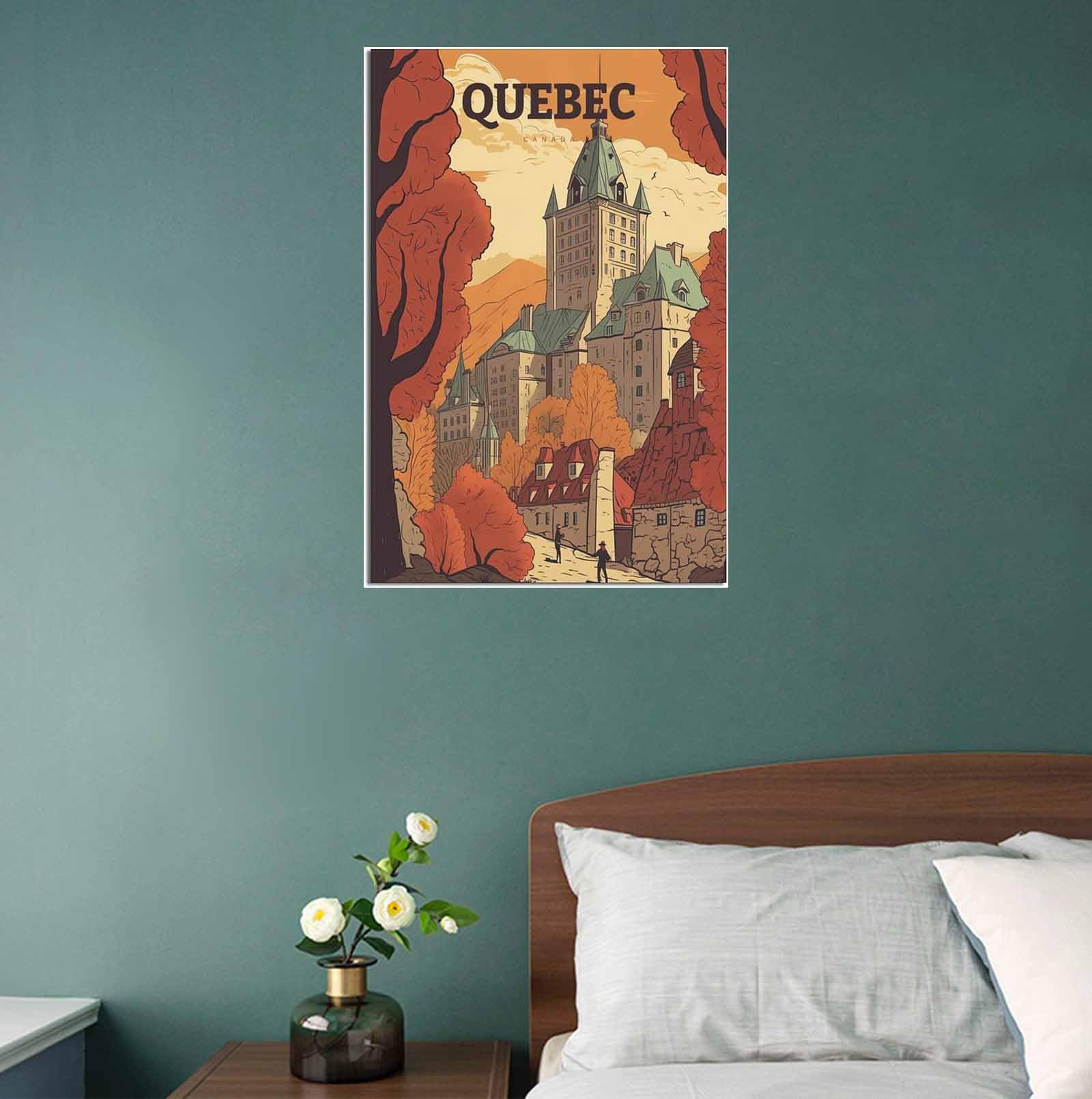 Poster Toile Vintage Québec Canada - Décoration Murale 40x60 Cm, Style Voyage Moderne
