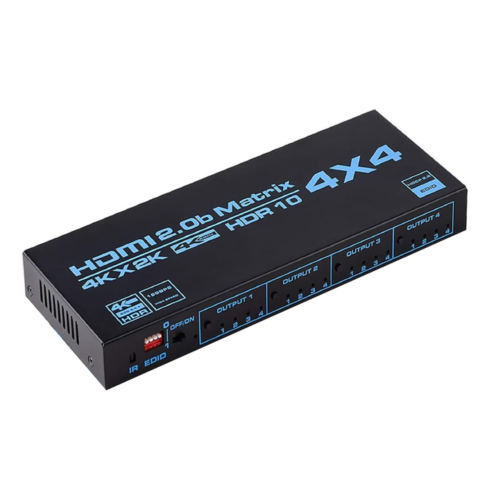 Rozdzielacz matrycowy HDMI 4 x 4, rozdzielacz HDMI 4 w 4 wyjściach, rozdzielacz audio, wideo, obsługa HDR UHD HDMI 2.0, obsługa HDCP 2.2 ARC 3D 4K przy 60 Hz